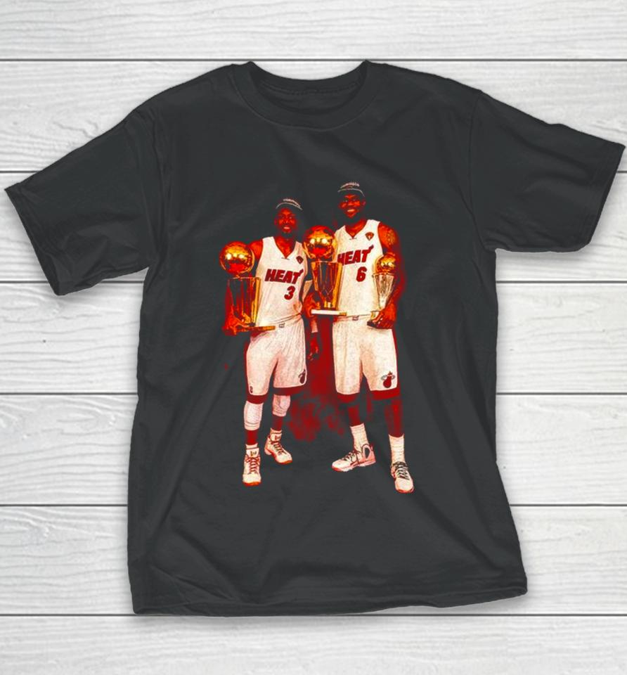Miami Heat Lebron James And Dwyane Wade Youth T-Shirt