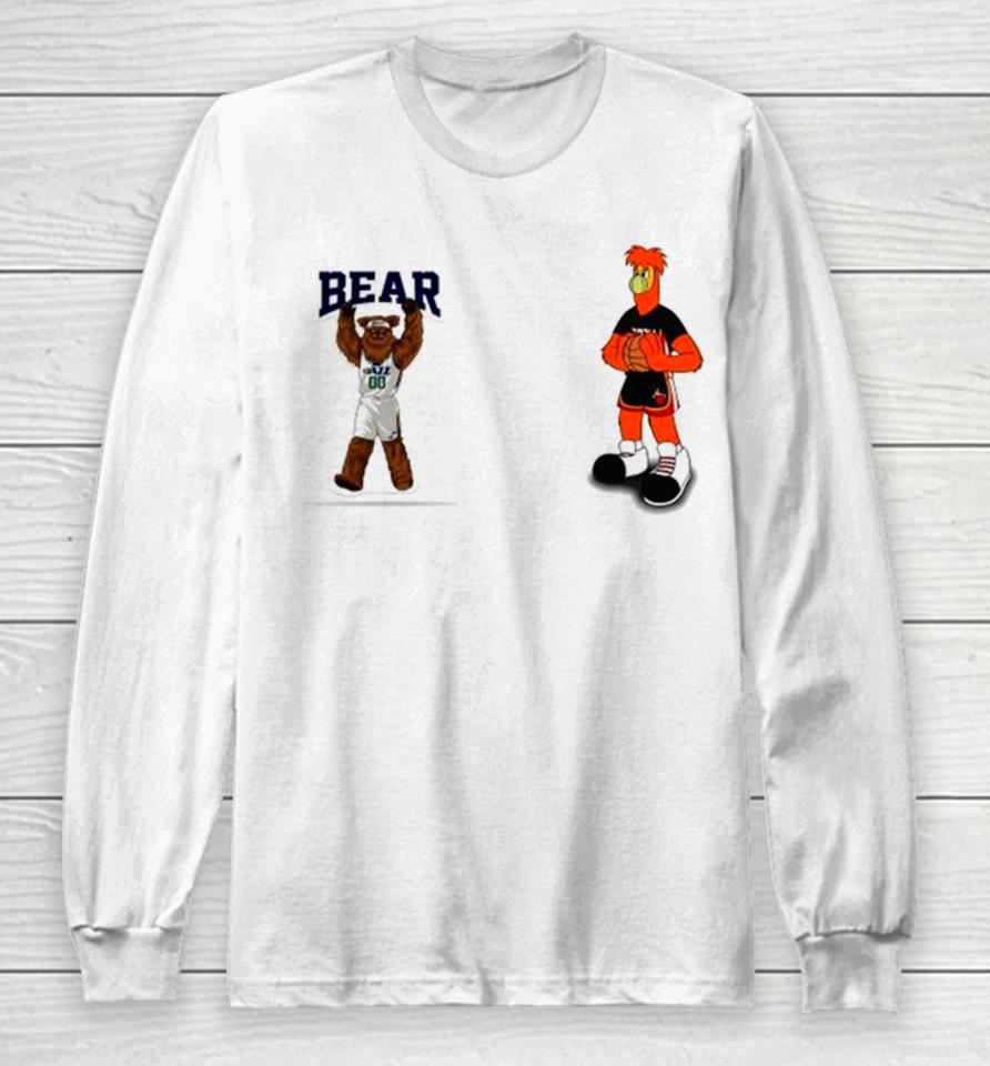 Miami Heat Vs Utah Jazz Nba 2024 Mascot Cartoon Basketball Long Sleeve T-Shirt