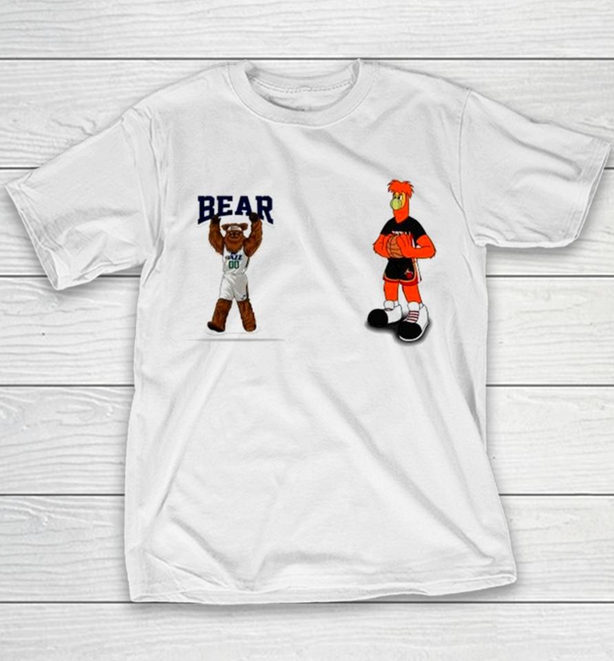 Miami Heat Vs Utah Jazz Nba 2024 Mascot Cartoon Basketball Youth T-Shirt