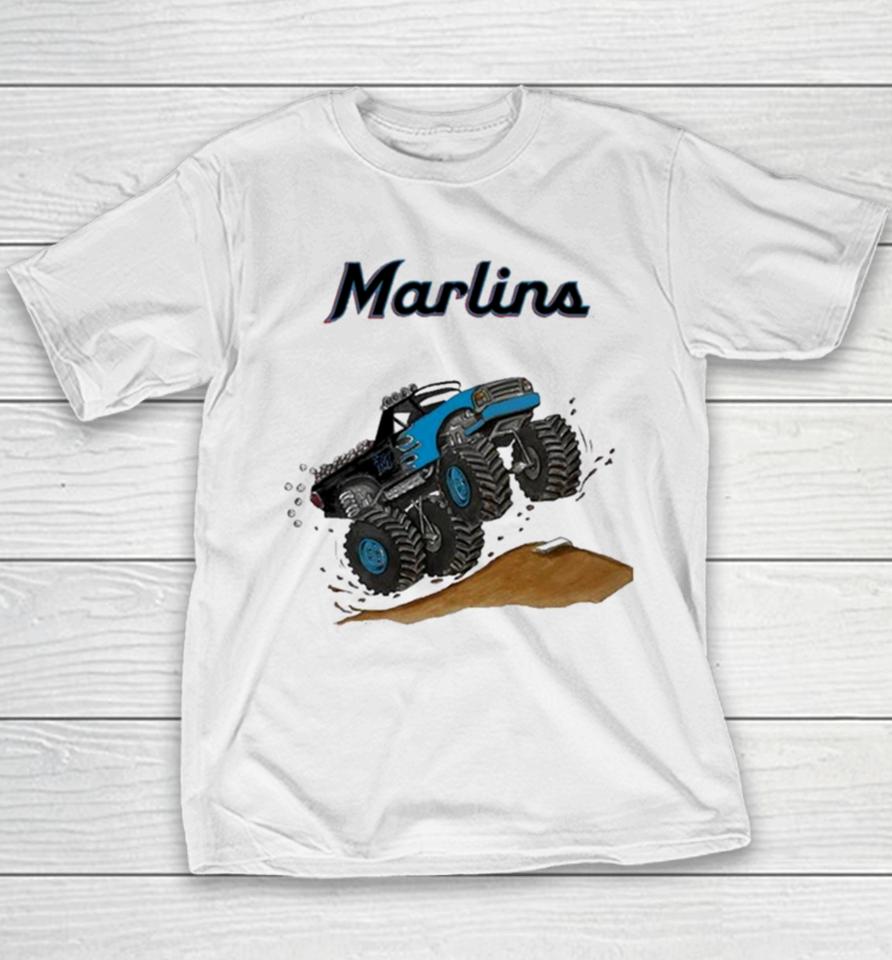 Miami Marlins Monster Truck Mlb Youth T-Shirt