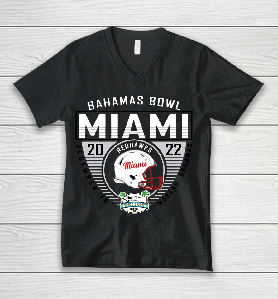 Miami Redhawks 2022 Bahamas Bowl Red Unisex V-Neck T-Shirt