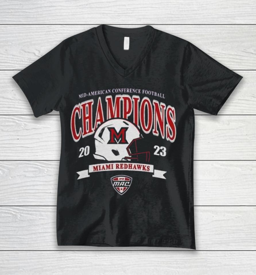 Miami University Redhawks Mac 2023 Mid American Conference Football Champions Unisex V-Neck T-Shirt