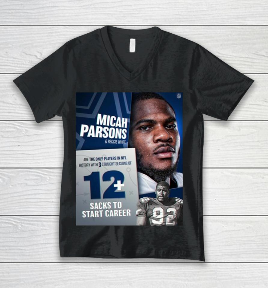 Micah Parsons 11 Putting Himself In The Record Books Next To The Minister Of Defense Unisex V-Neck T-Shirt