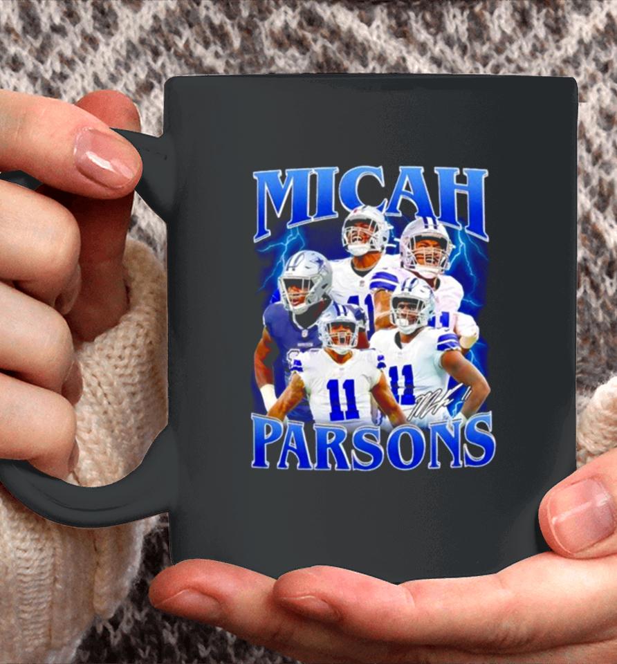 Micah Parsons Number 11 Dallas Cowboys Football Player Portrait Lightning Coffee Mug