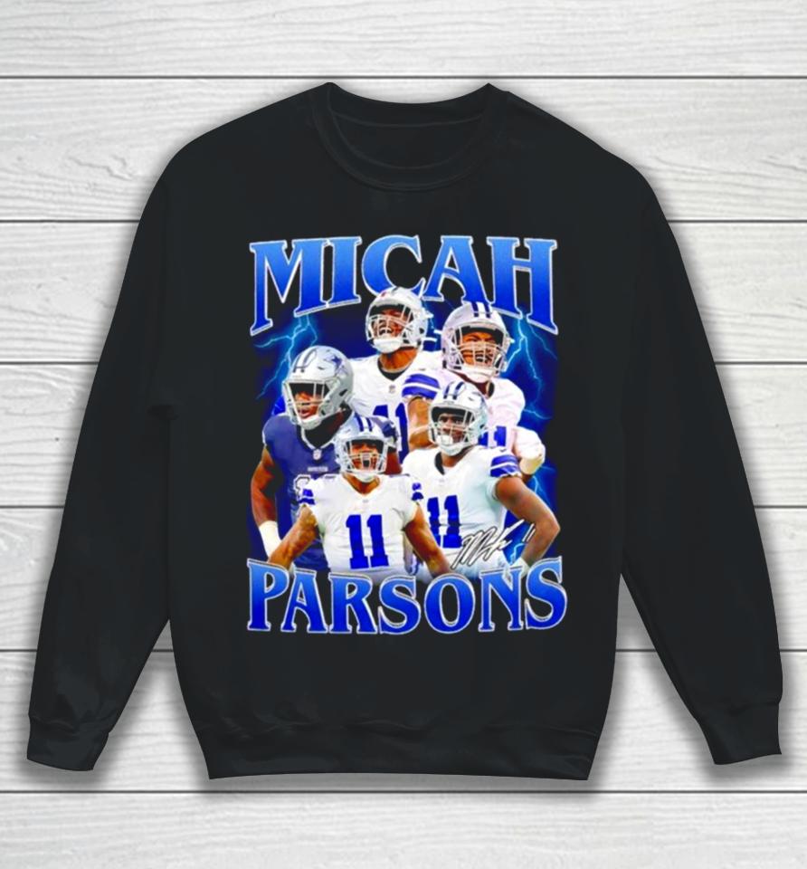 Micah Parsons Number 11 Dallas Cowboys Football Player Portrait Lightning Sweatshirt
