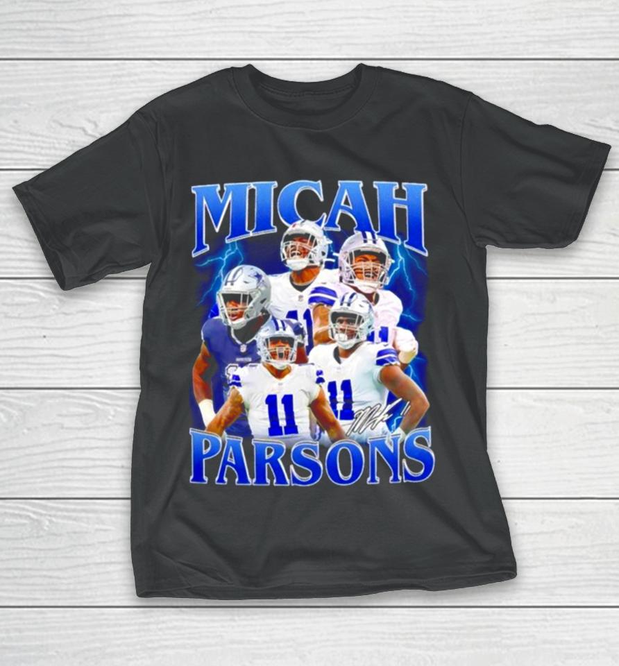 Micah Parsons Number 11 Dallas Cowboys Football Player Portrait Lightning T-Shirt