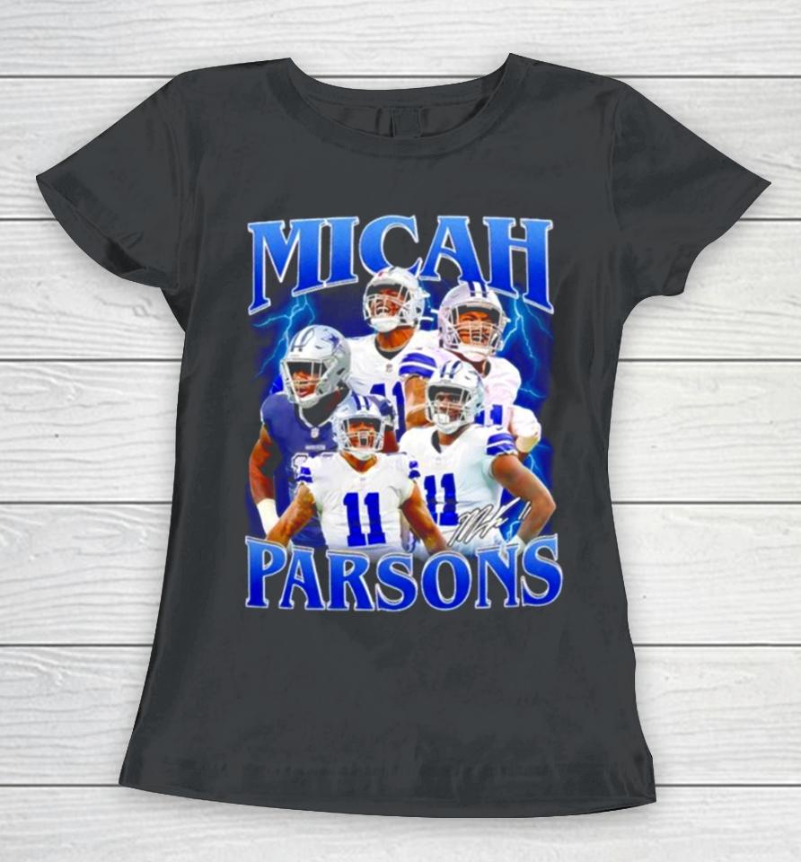 Micah Parsons Number 11 Dallas Cowboys Football Player Portrait Lightning Women T-Shirt