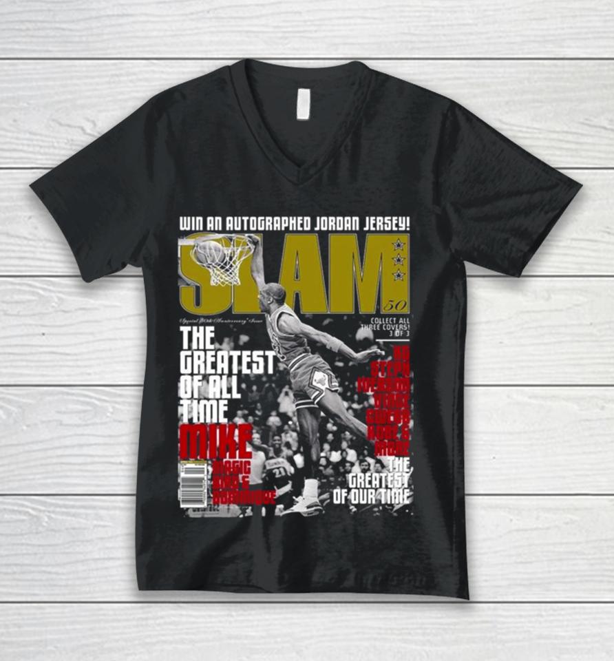 Michael Jordan The Greatest Of All Time Slam Cover Win An Autographed Jordan Jersey Unisex V-Neck T-Shirt