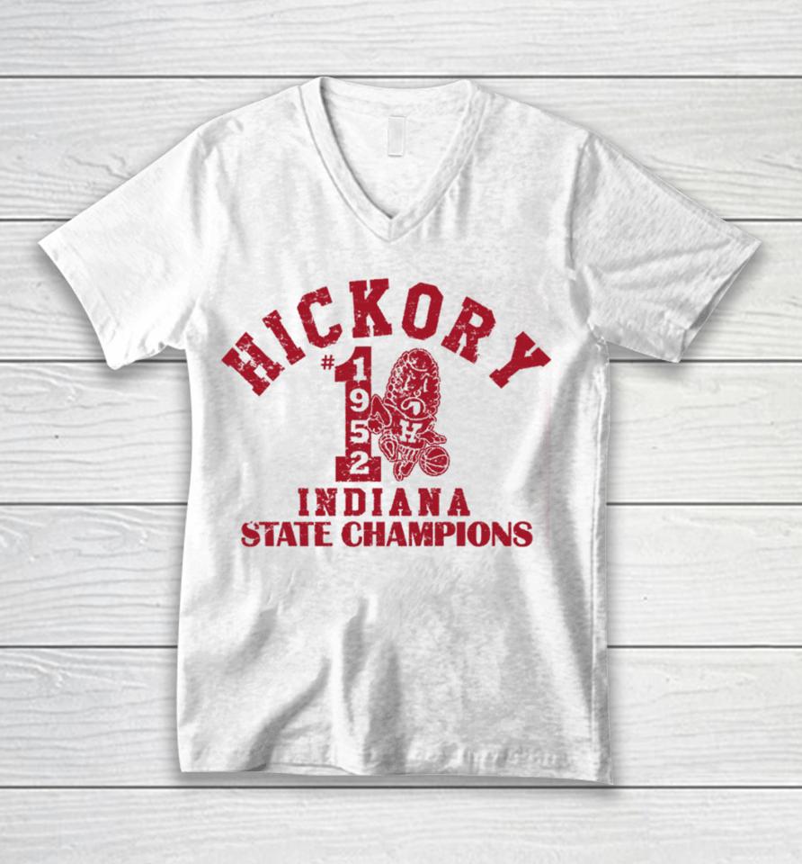 Michael Lombardi Wearing Hickory 1952 Indiana State Champions Unisex V-Neck T-Shirt