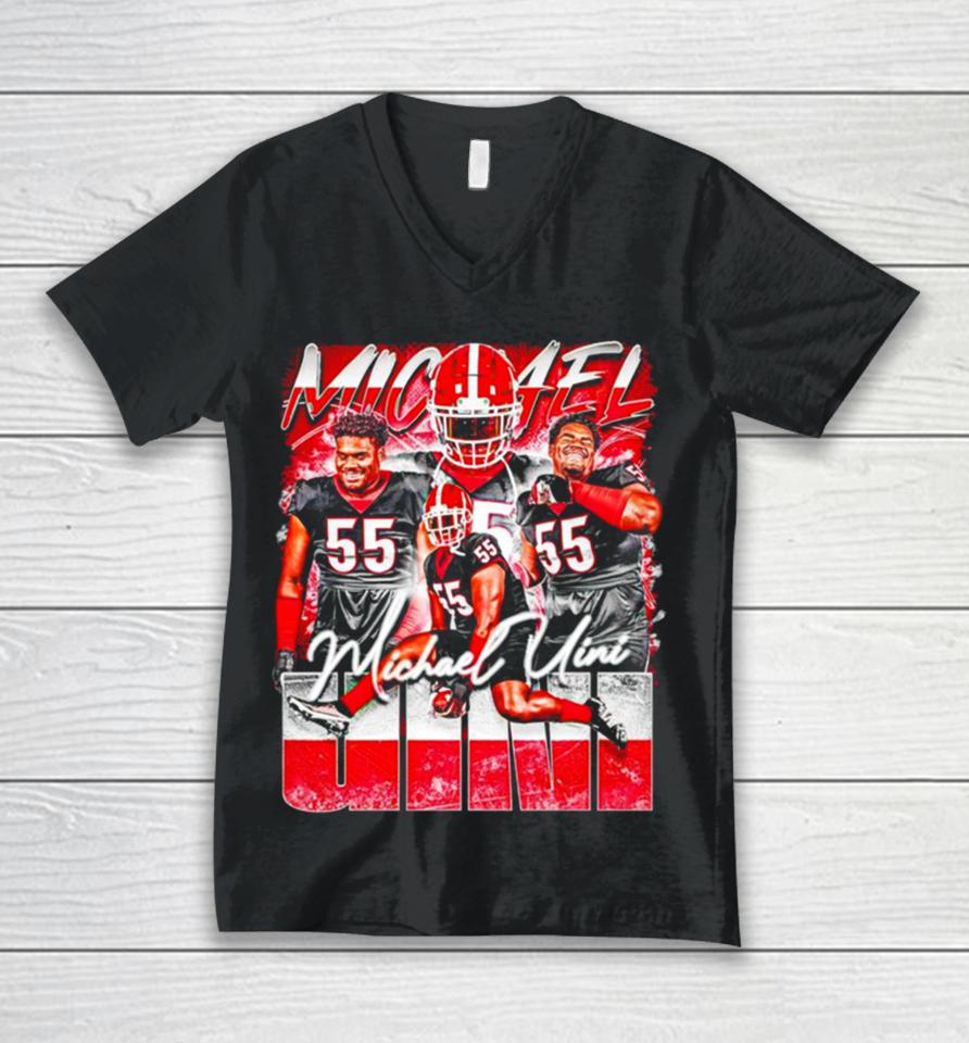 Michael Uini Georgia Bulldogs Football Graphic Poster Unisex V-Neck T-Shirt