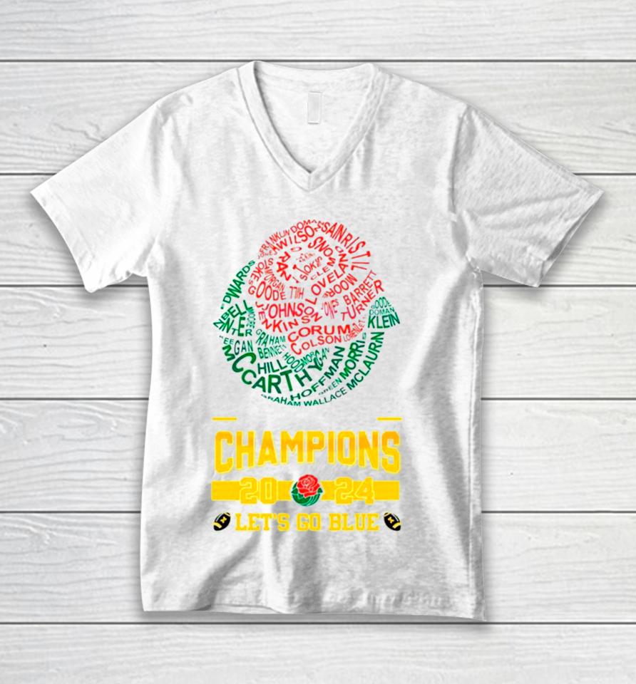 Michigan 2024 Rose Bowl Game Champions Unisex V-Neck T-Shirt