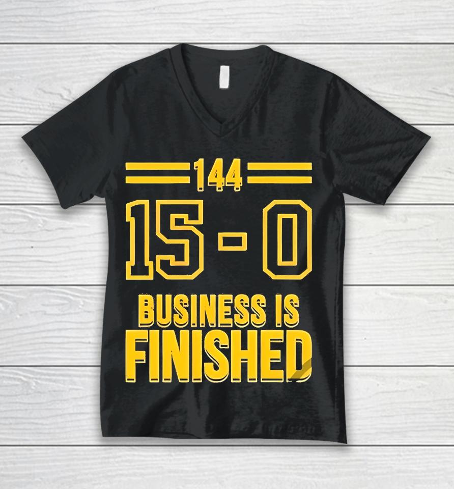 Michigan Business Is Finished Shirt Top Michigan Wolverines 144 15 - 0 Business Is Finished Unisex V-Neck T-Shirt