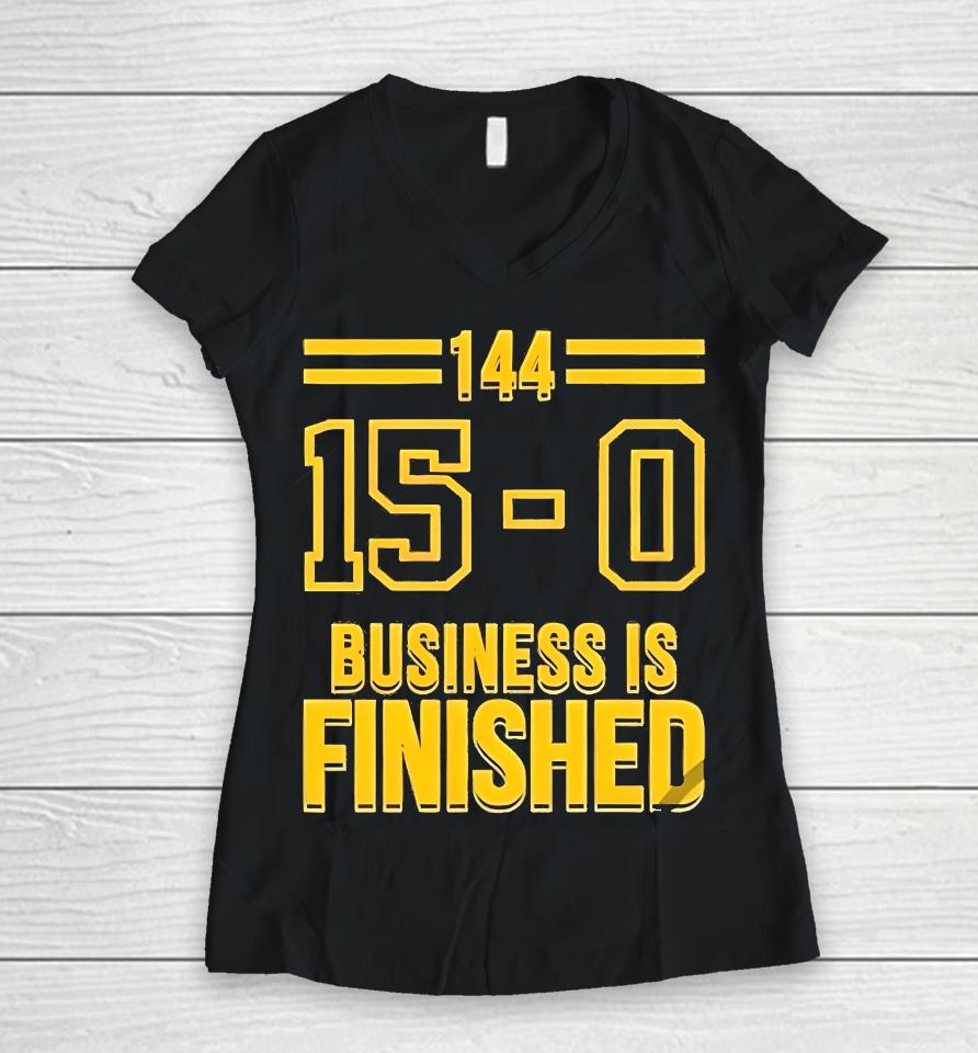 Michigan Business Is Finished Shirt Top Michigan Wolverines 144 15 - 0 Business Is Finished Women V-Neck T-Shirt