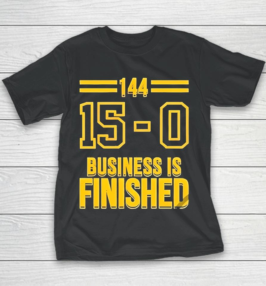 Michigan Business Is Finished Shirt Top Michigan Wolverines 144 15 - 0 Business Is Finished Youth T-Shirt