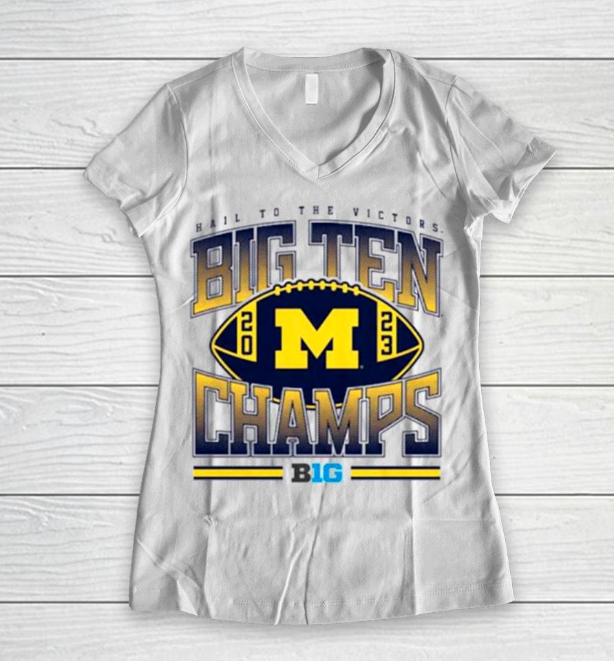 Michigan Football 2023 Big Ten Champions Women V-Neck T-Shirt
