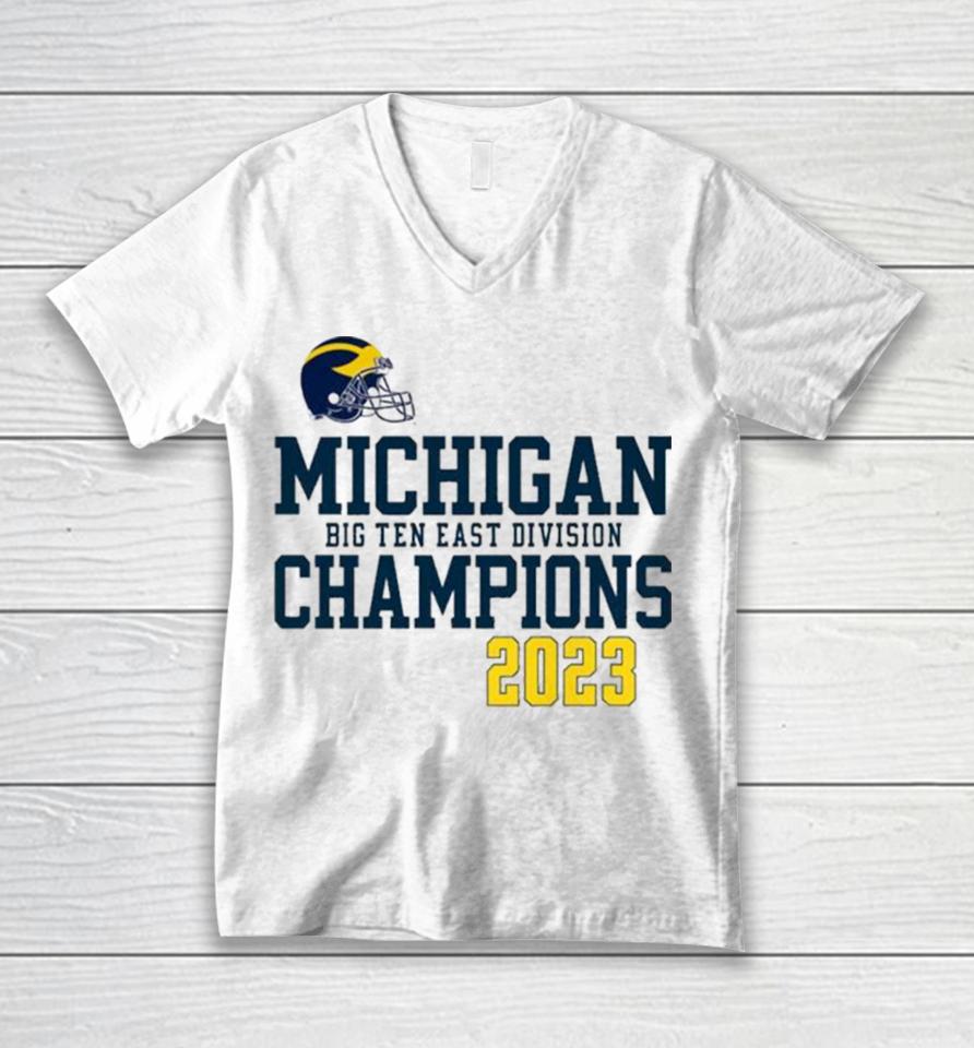 Michigan Football Helmet Big Ten East Champions 2023 Unisex V-Neck T-Shirt