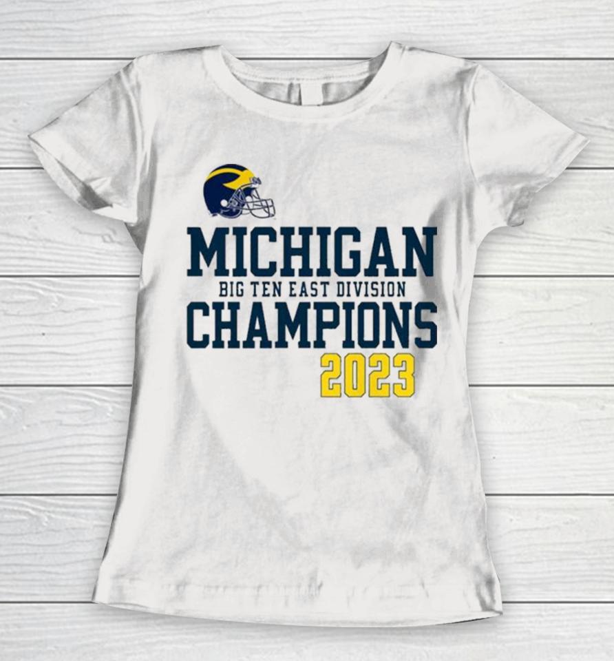 Michigan Football Helmet Big Ten East Champions 2023 Women T-Shirt