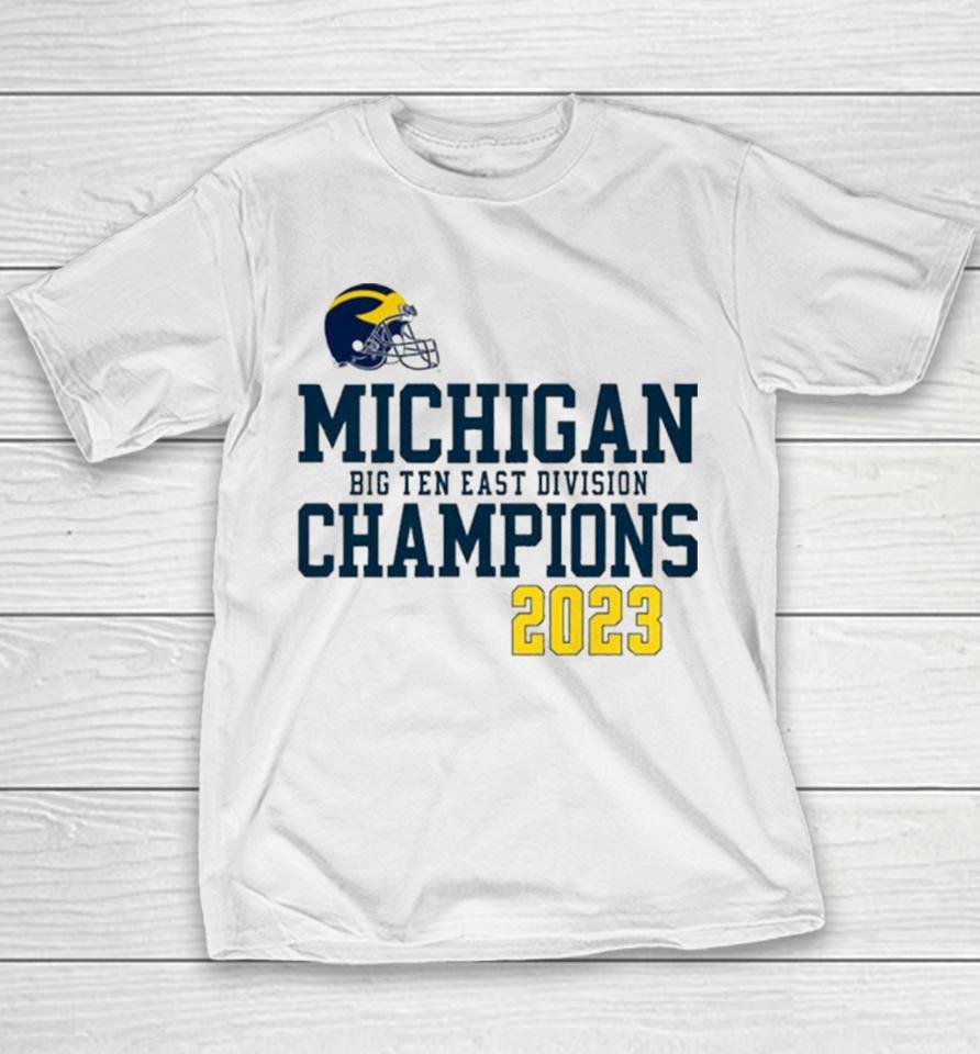 Michigan Football Helmet Big Ten East Champions 2023 Youth T-Shirt