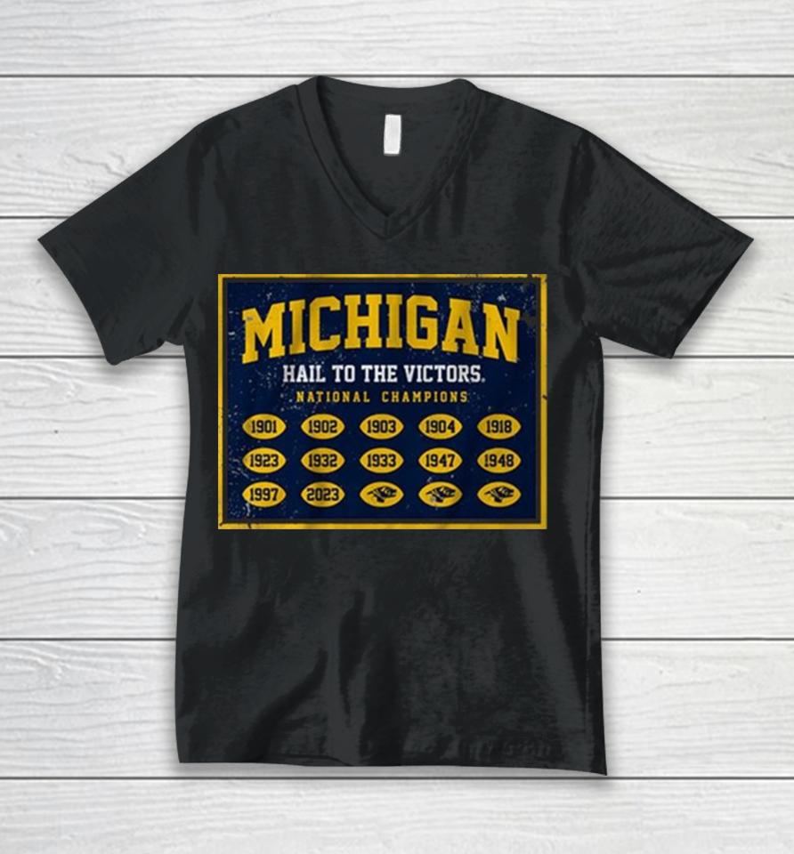 Michigan Football National Champs Banner Unisex V-Neck T-Shirt