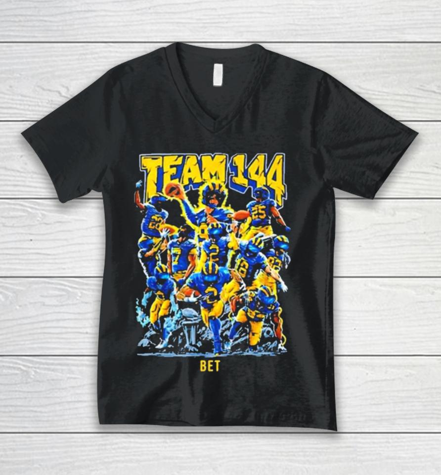 Michigan Football Team 144 Bet Nfl Scouting Combine 2024 Unisex V-Neck T-Shirt