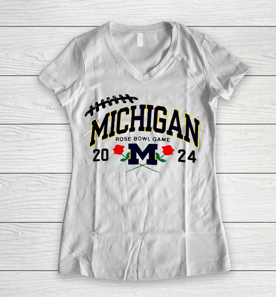 Michigan Rose Bowl Game 2024 Women V-Neck T-Shirt