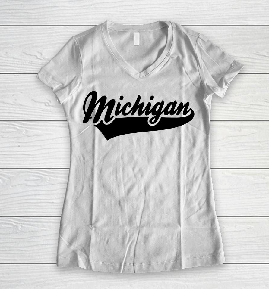 Michigan Women V-Neck T-Shirt
