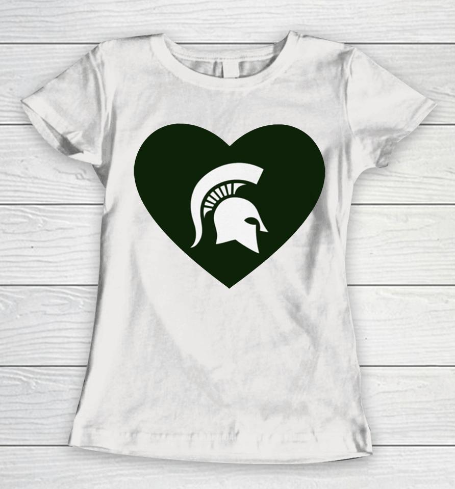 Michigan State Spartan Strong Heart Women T-Shirt
