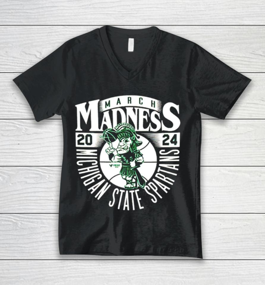 Michigan State Spartans 2024 March Madness Mascot Unisex V-Neck T-Shirt