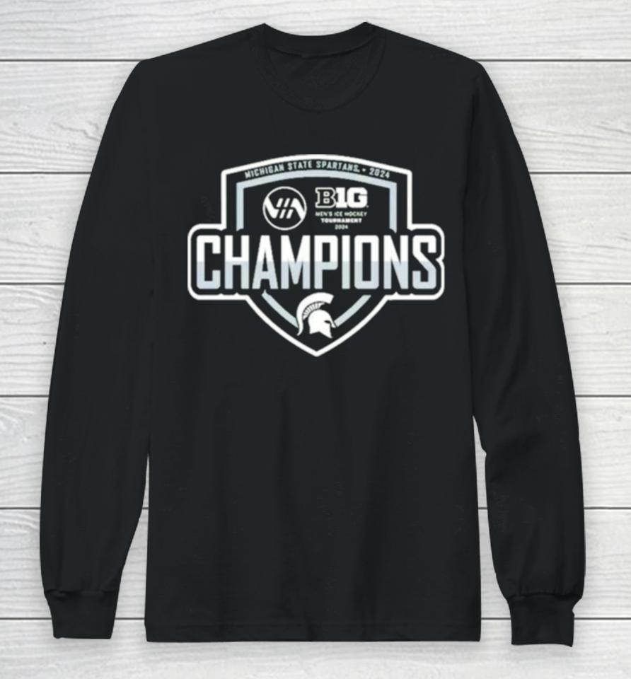 Michigan State Spartans Blue 84 Unisex 2024 Big Ten Men’s Ice Hockey Conference Tournament Champions Long Sleeve T-Shirt