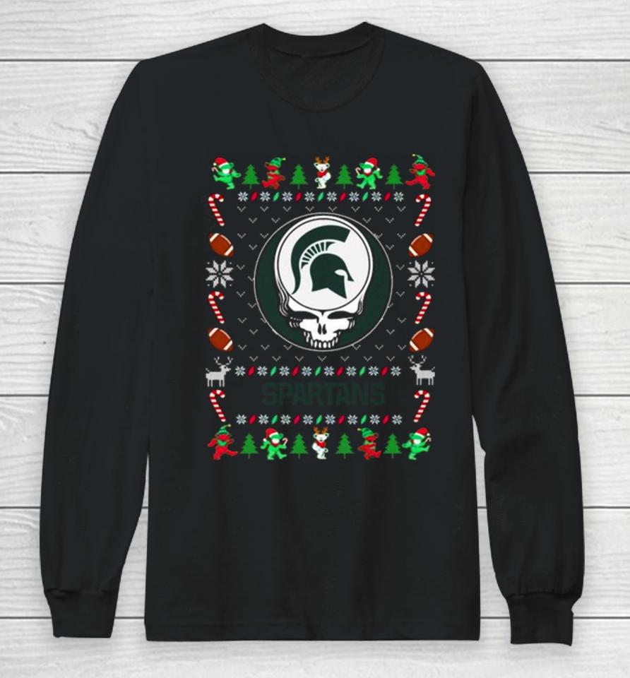 Michigan State Spartans Grateful Dead Ugly Christmas Sweatshirts Long Sleeve T-Shirt