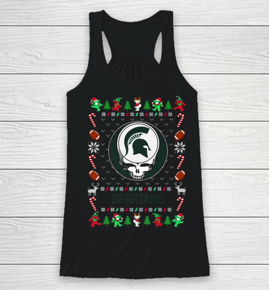 Michigan State Spartans Grateful Dead Ugly Christmas Sweatshirts Racerback Tank