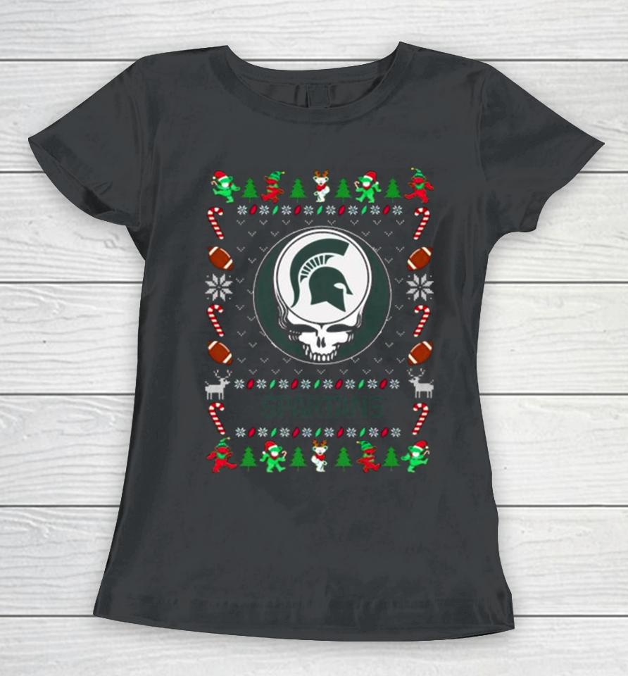 Michigan State Spartans Grateful Dead Ugly Christmas Sweatshirts Women T-Shirt