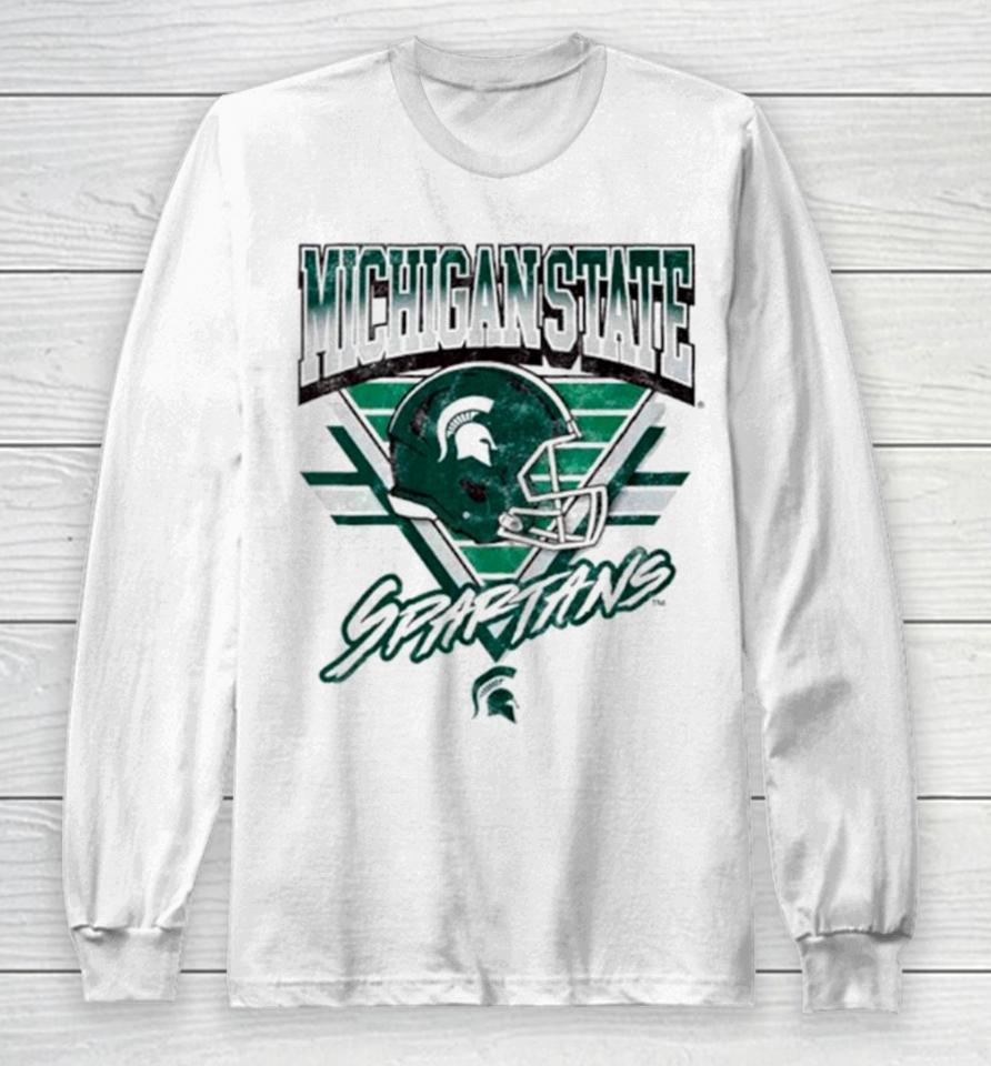 Michigan State Spartans Helmet Triangle Vintage Long Sleeve T-Shirt