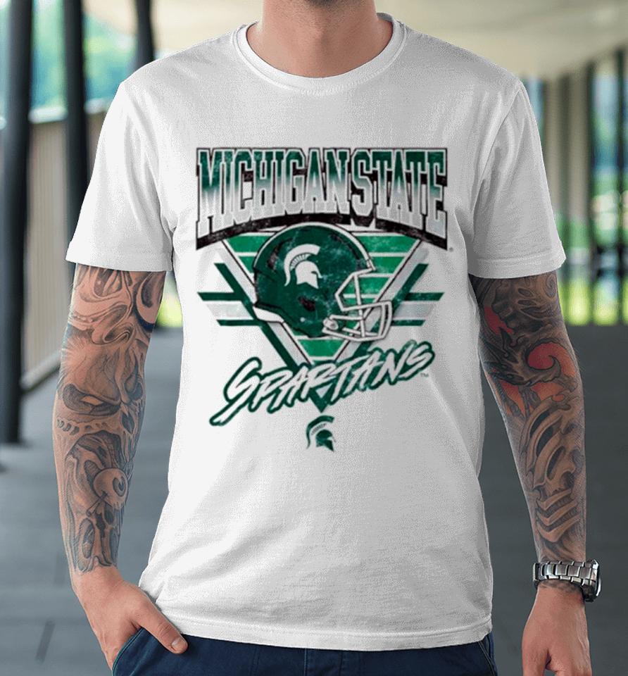 Michigan State Spartans Helmet Triangle Vintage Premium T-Shirt