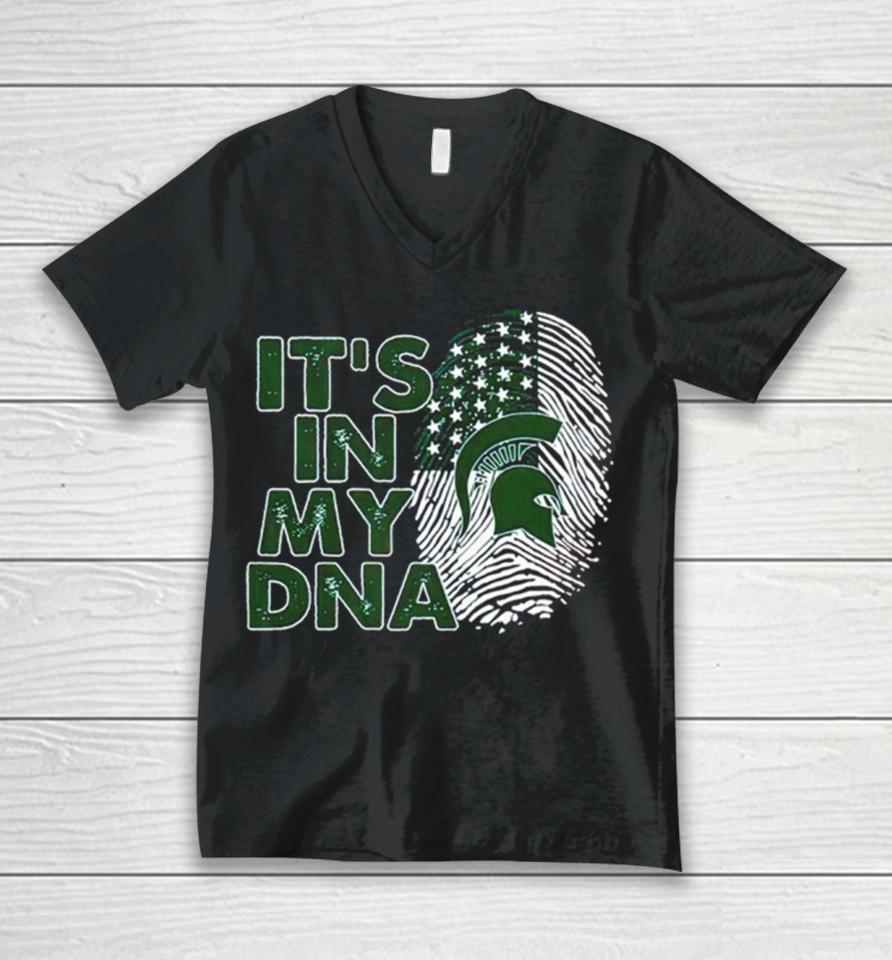 Michigan State Spartans It’s In My Dna Fingerprint Unisex V-Neck T-Shirt