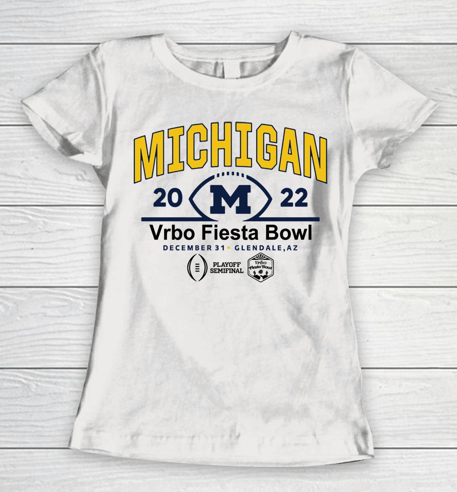 Michigan Team Vrbo Fiesta Bowl 2022 Cfp Semifinal Logo Women T-Shirt