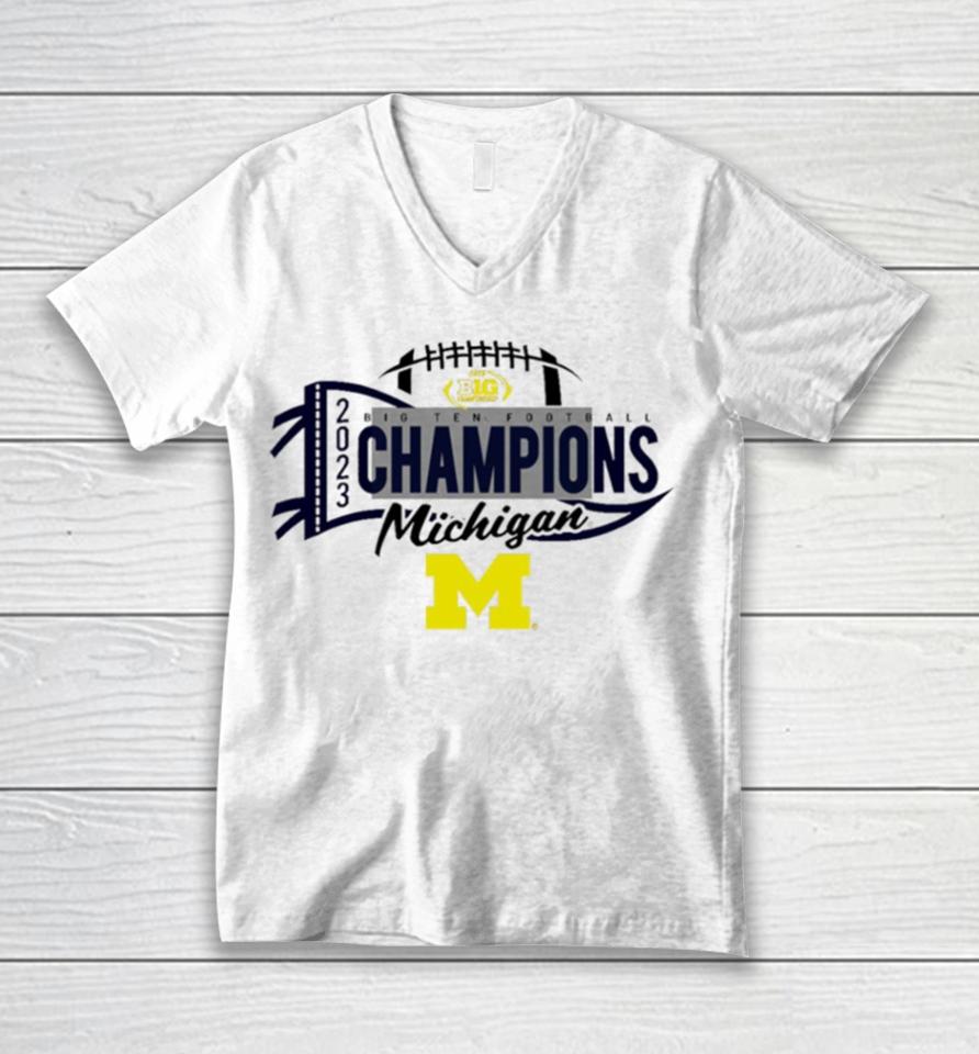 Michigan Wolverines 2023 Big Ten Football Conference Champions Tri Blend Unisex V-Neck T-Shirt