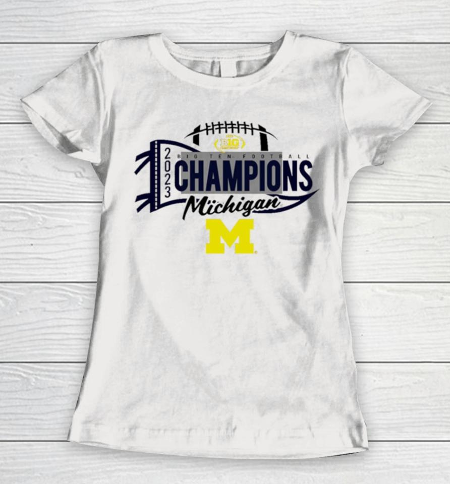 Michigan Wolverines 2023 Big Ten Football Conference Champions Tri Blend Women T-Shirt