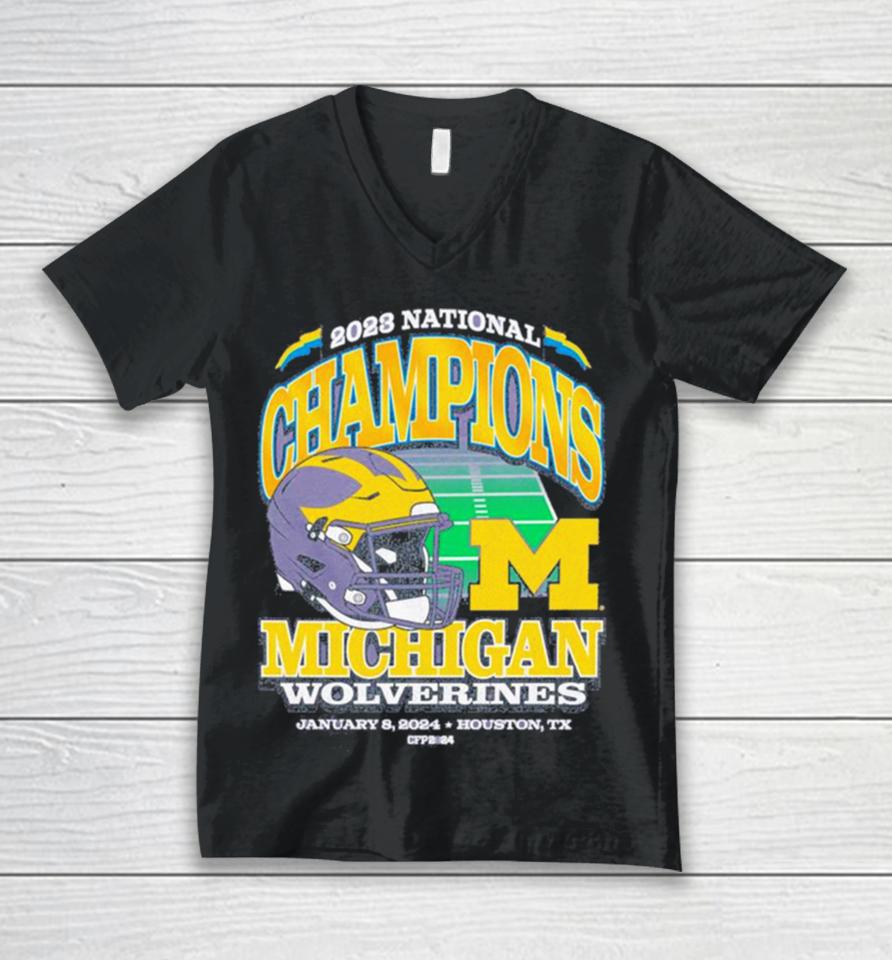 Michigan Wolverines 2023 Cfp National Champions ’47 Franklin Helmet Unisex V-Neck T-Shirt