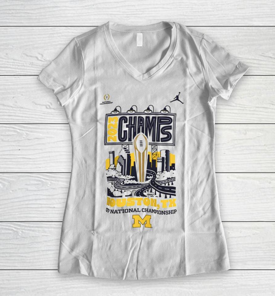 Michigan Wolverines 2023 College Football Playoff 2023 National Champions Expressive Women V-Neck T-Shirt