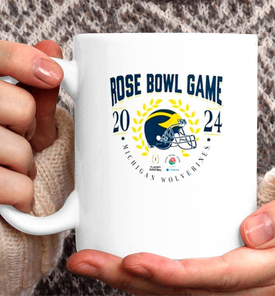 Michigan Wolverines 2023 Helmet Cfp Rose Bowl Game Bound Coffee Mug
