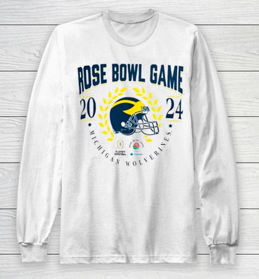 Michigan Wolverines 2023 Helmet Cfp Rose Bowl Game Bound Long Sleeve T-Shirt