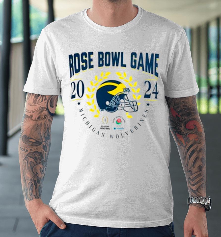 Michigan Wolverines 2023 Helmet Cfp Rose Bowl Game Bound Premium T-Shirt