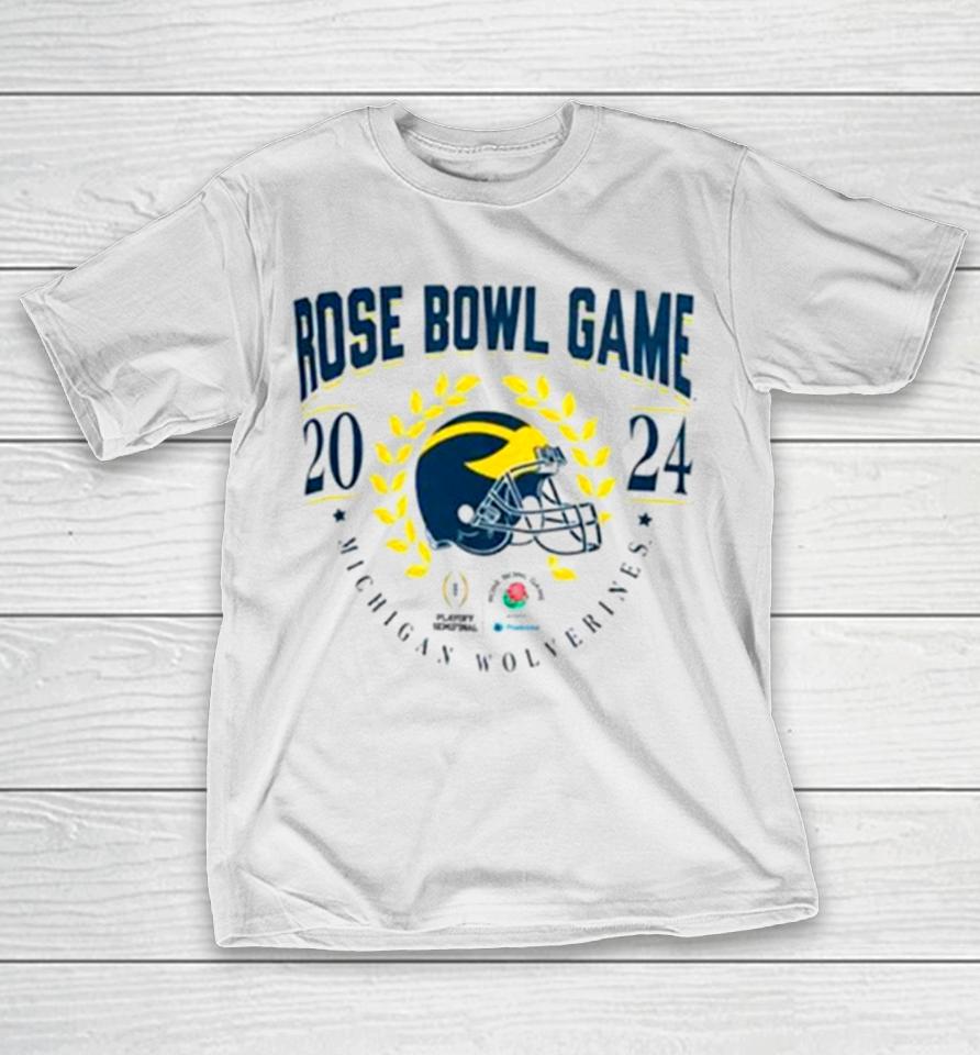 Michigan Wolverines 2023 Helmet Cfp Rose Bowl Game Bound T-Shirt