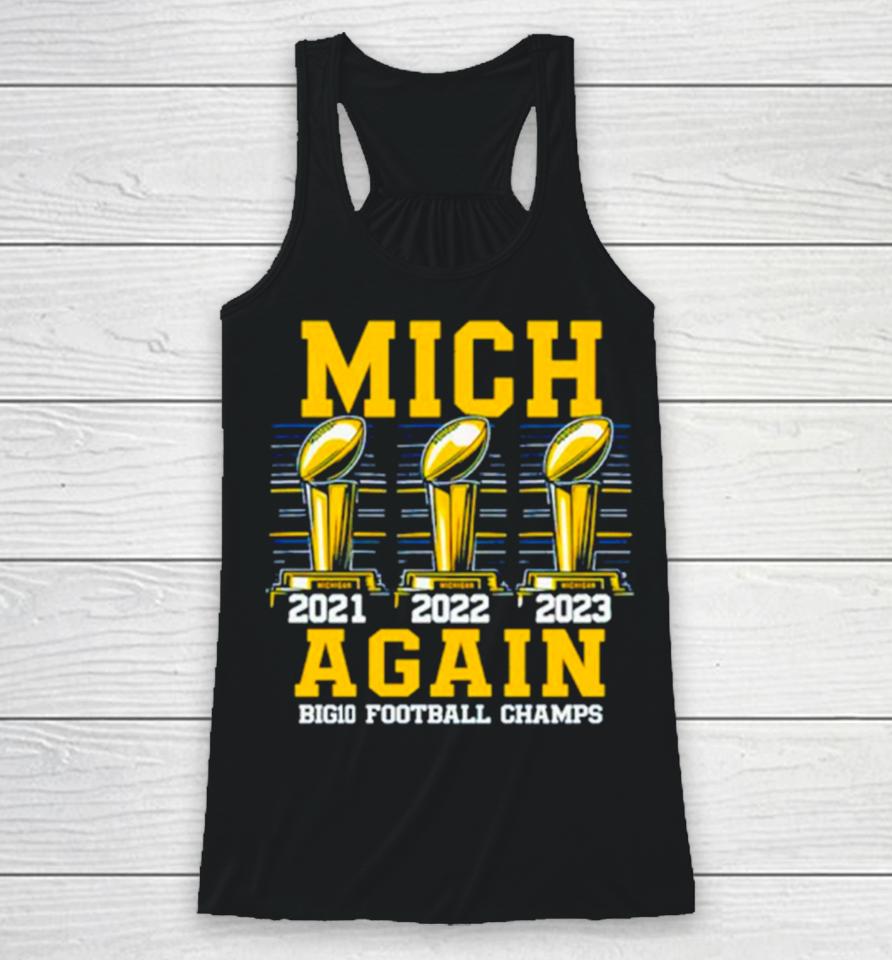 Michigan Wolverines 2023 Mich Again Big10 Football Champs Racerback Tank