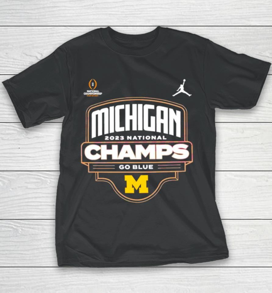 Michigan Wolverines 2023 National Champs Go Blue Youth T-Shirt