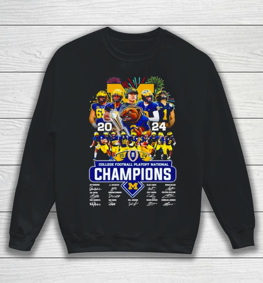 Michigan Wolverines 2024 Cfp National Champions Signatures Sweatshirt