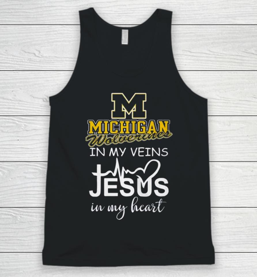 Michigan Wolverines 2024 In My Veins Jesus In My Heart Unisex Tank Top