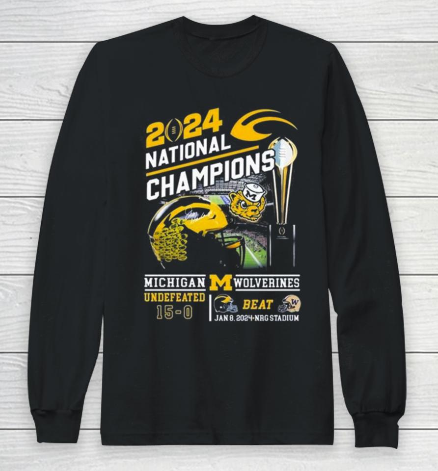 Michigan Wolverines 2024 National Champions Go Blue Beat Huskies Long Sleeve T-Shirt
