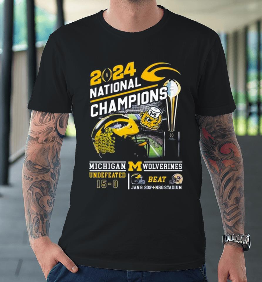 Michigan Wolverines 2024 National Champions Go Blue Beat Huskies Premium T-Shirt